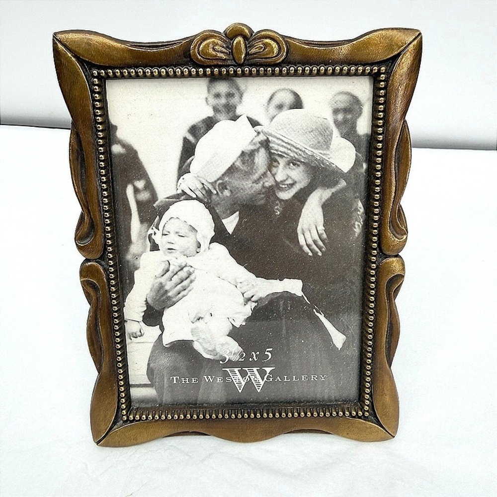 The Weston Gallery Picture Frame Bronze Ornate Beaded Scroll 3.5x5 NEW Regency